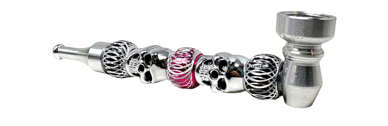 5" Skull Tower Metal Pipe w/ Screen/ Grinder - 12Pcs/Display - Assorted deigns