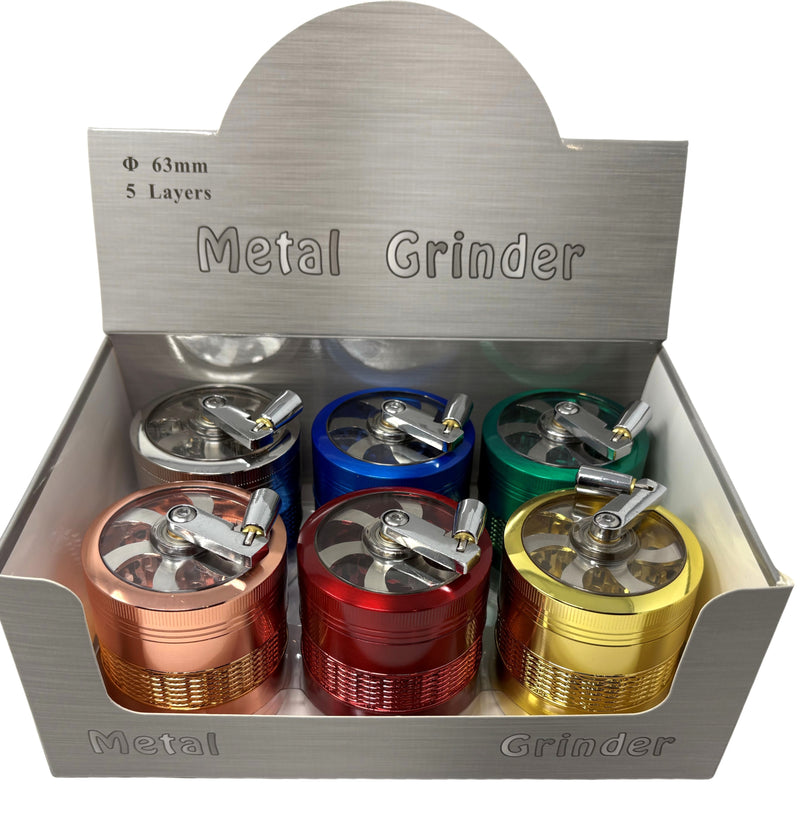 63mm 5-Layer Crank Handle Metal Grinder Display Set