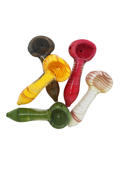 3.0" Spiral Color Glass Spoon Pipe - Assorted Design