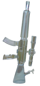 24" Metallic Rifle Gun Glass Water Pipe with Wooden Stand