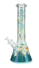 EC420 14" 7mm Metallic Cluster of Fish Print Beaker Water Pipe