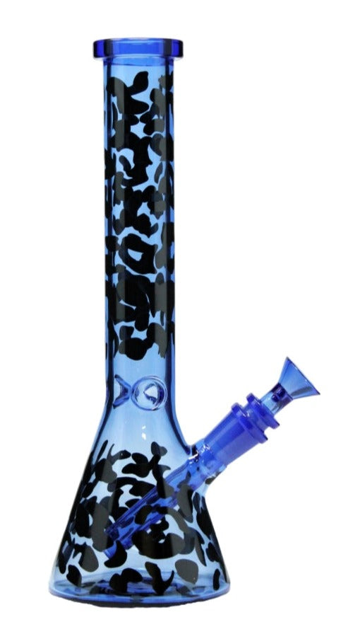 EC420 12" 5mm Blue Leopard Print Beaker Water Pipe