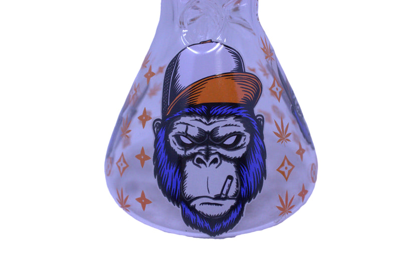 9" Hipster Monkey Print Glow in the Dark Water Pipe