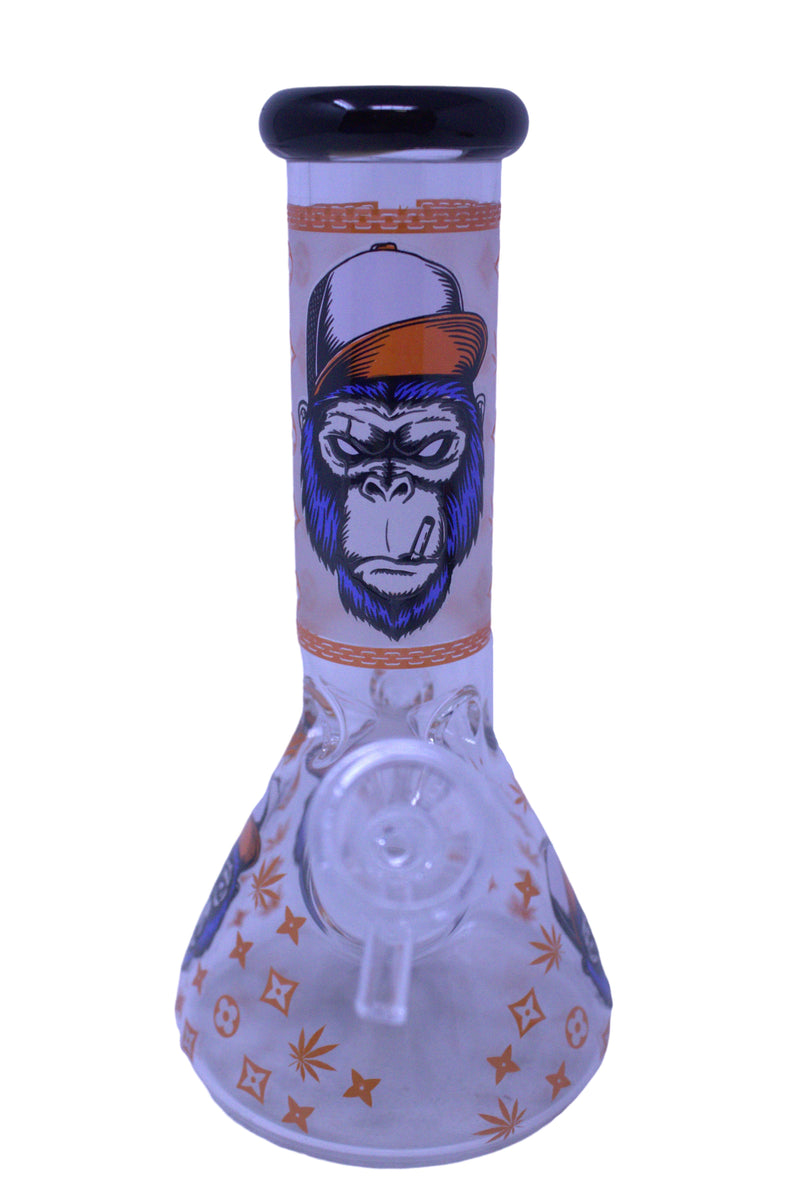 9" Hipster Monkey Print Glow in the Dark Water Pipe