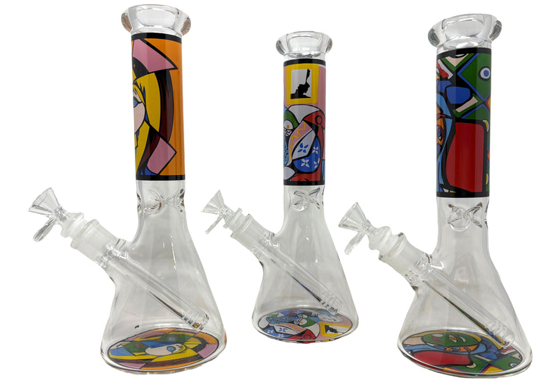 10" 5mm Art Designs  Beaker Water Pipe Assorted design