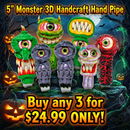 🔥Bundle Deal - BUY 3 for $24.99 ONLY - 5" Monster 3D Handcraft Hand Pipe Assorted design