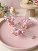 🐰💗 14mm Pink 3D Bunny Glass Bowl  – Cute Floral Limited Edition 🌸