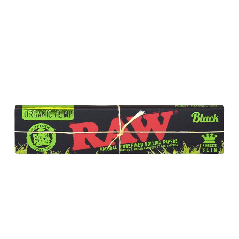 RAW Black Organic Hemp King Size Slim Rolling Papers - 50 Packs/Box