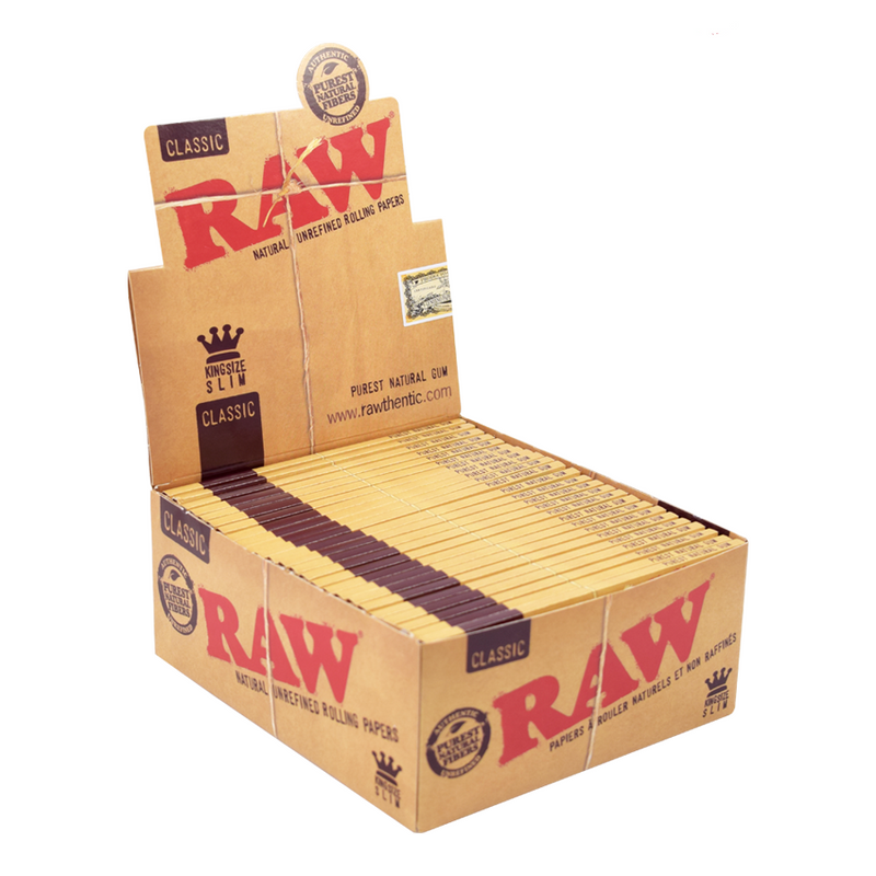 RAW Classic King Size Slim Rolling Papers - 50 Packs/Box
