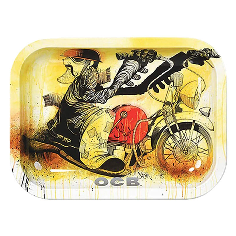 OCB Metal Rolling Tray - Motorcycle Design - Small