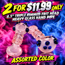 🔥Bundle Deal - BUY 2 FOR $11.99 ONLY - 4.5" Triple Rimmed Frit Head Heavy Glass Hand Pipe