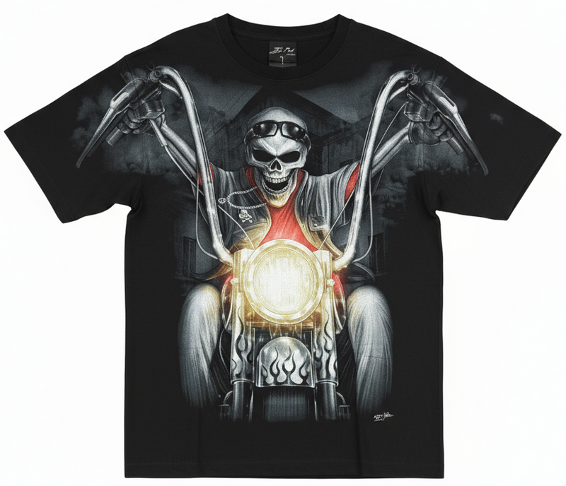 Unisex Graphic Streetwear T-shirt - Ride of the Reaper Biker