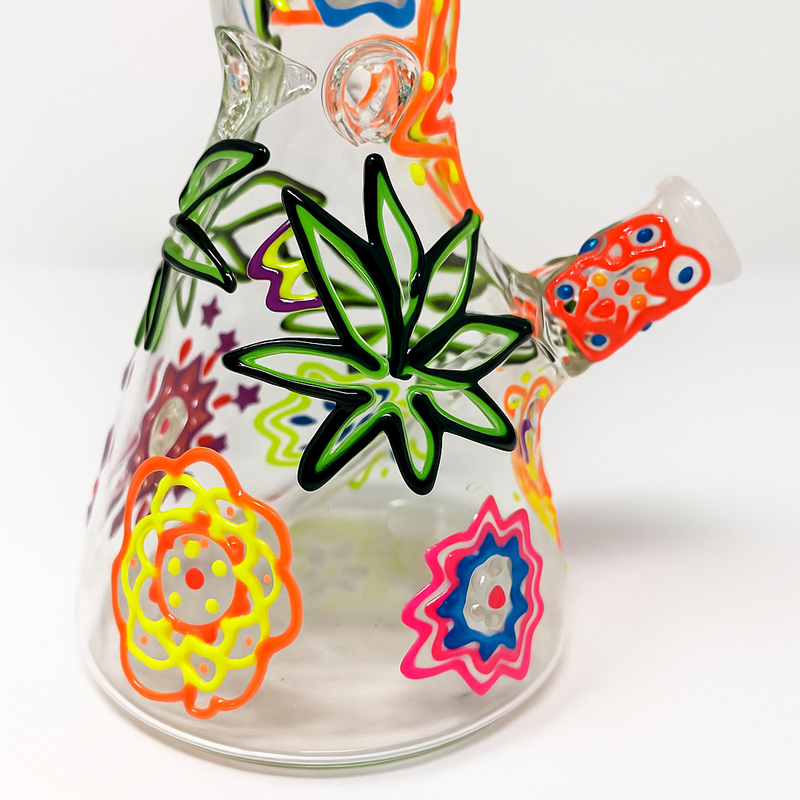 10" Neon Bloom Glow-in-the-Dark Beaker Bong