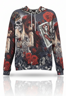 Unisex Graphic Streetwear 3D Hoodie - Dark Romance Skeleton & Roses