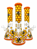 🍯13.5" The "Honeybee Hive" 9mm Beaker Bong 🐝
