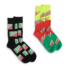 Licensed 2pk Funky Socks - Mountain Dew - Assorted Design