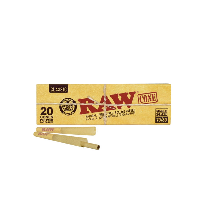RAW Pre-Rolled Cone 70/30mm - 12 Packs/Box, 20 Cones/Pack