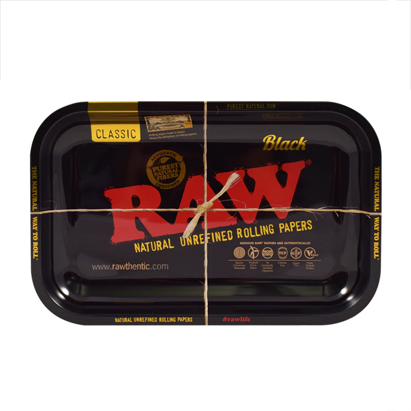 RAW Classic Black Metal Rolling Tray - 11" x 7"
