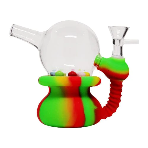 5" M&M Beans Silicone Water Pipe - Assorted Color - (ADD 3 TO CART GET 1 FREE )