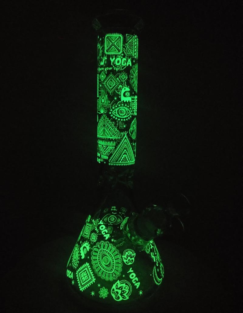 14" 7mm Glow In Dark Beaker Bong - Assorted Design