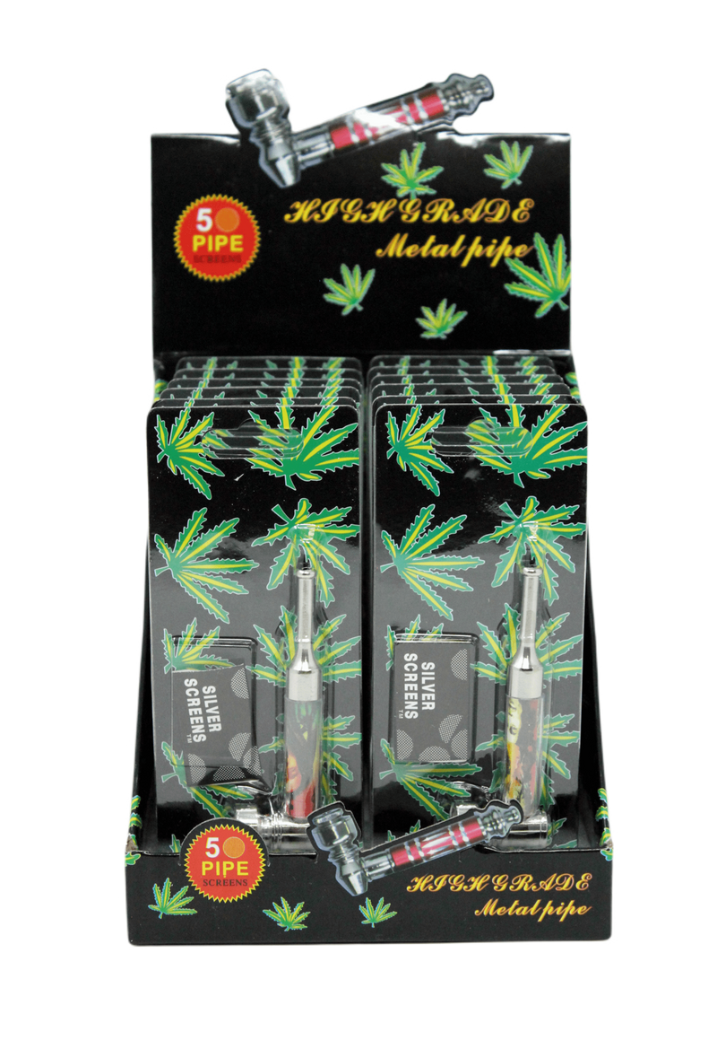 4" Extra Long Tip Metal Pipe w/ Screen - 12Pcs/Display