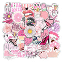 Pink Water Proof Stickers - Non-repeating 50pcs/Pack