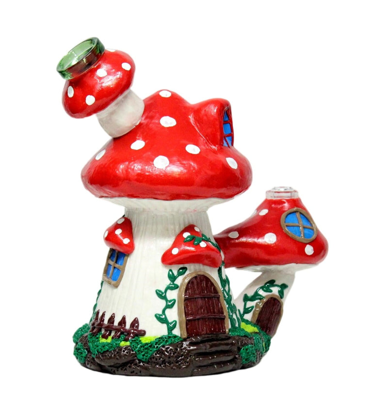 8" Red Mushroom House 3D Handcraft Dab Rig W/ Banger