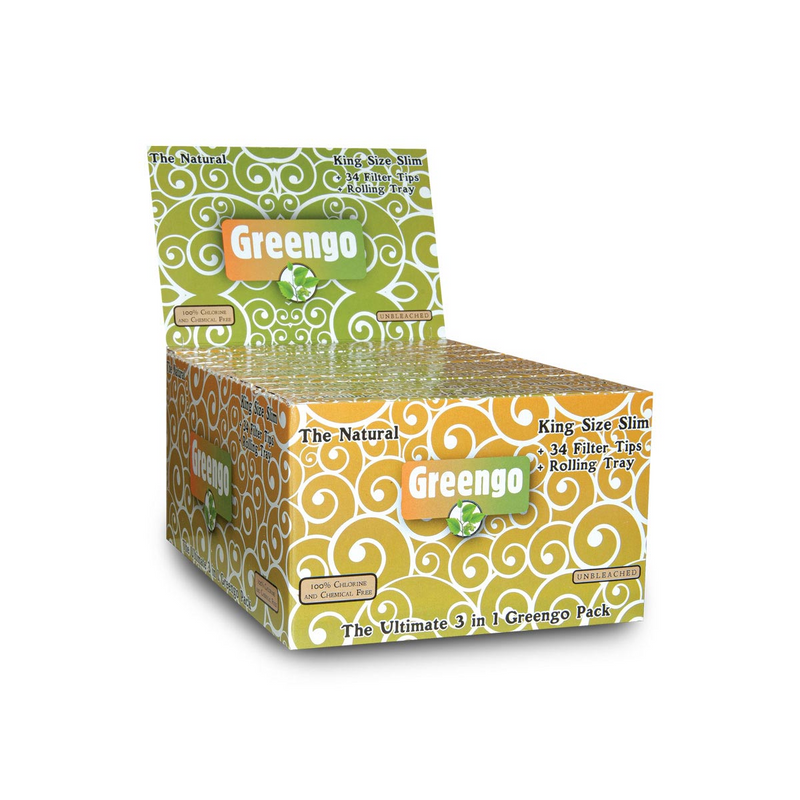 Greengo Ultimate 3 in 1 Pack King Size Slim Rolling Papers - 22 Packs/Box