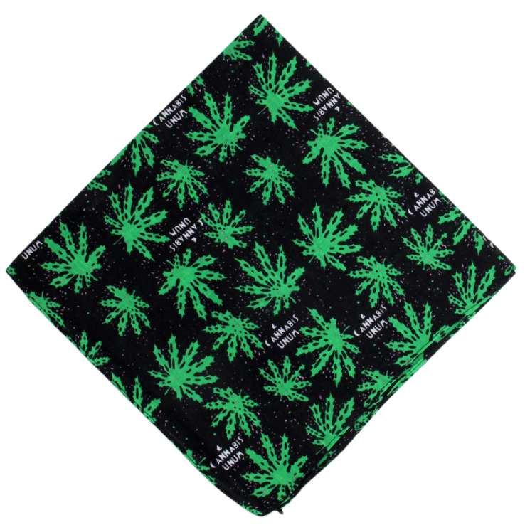 Green Leaf Handkerchief Headwrap Bandana Scarf 100% Cotton - 22" x 22"