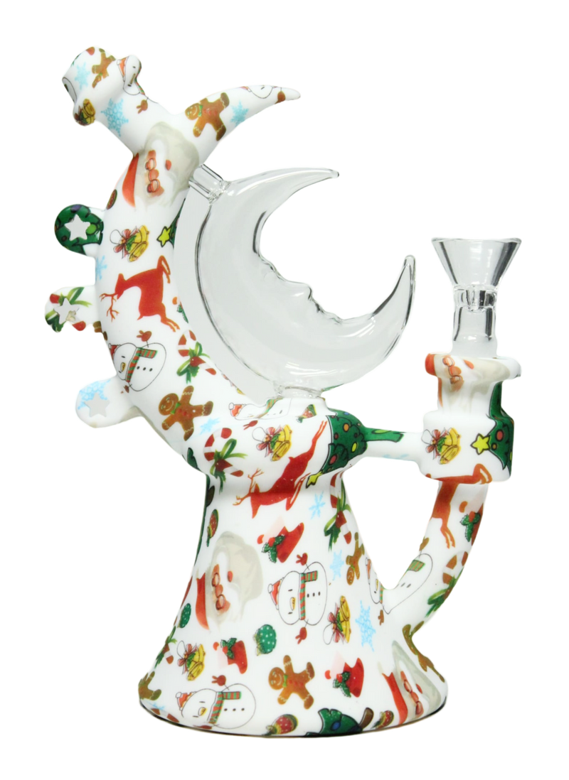8" Moonrise Silicone Water Pipe - Christmas Design