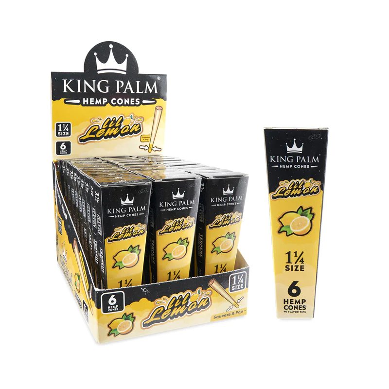 King Palm Hemp Cones 1 1/4  - Lil Lemon - 30 Packs/Display