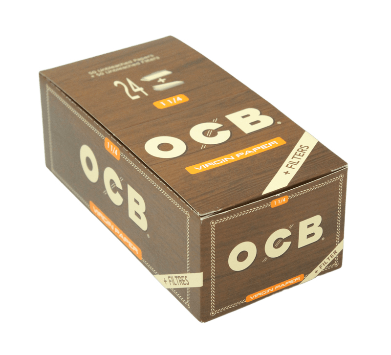 OCB Virgin Unbleached 1 1/4 with Fliters - 24 Packs/Box