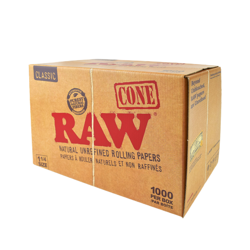 RAW Classic Natural Unrefined Pre-Rolled Cones 1 1/4 - 1000/Box