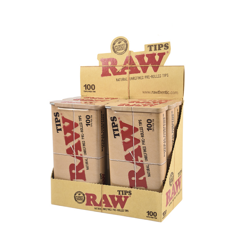 RAW Pre-rolled Tips in Rolled Tin - 6 Tins/Box