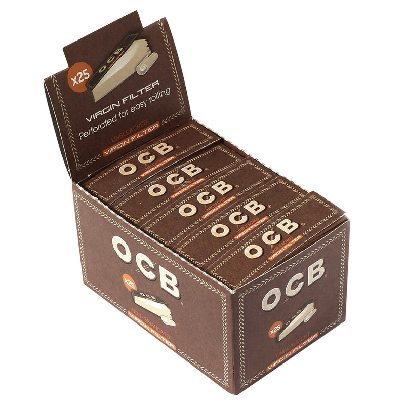 OCB Virgin Unbleached Filter Booklets - 25 Packs/Box