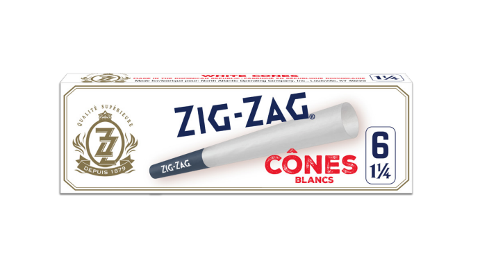 Zig Zag White 1 1/4 Pre-rolled Cones - 24 Packs/Box